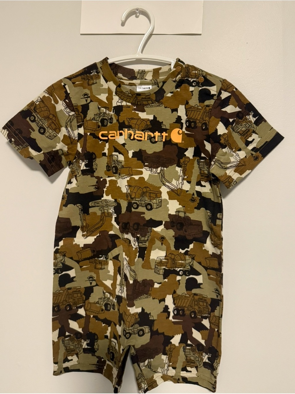 Carhartt Boys' Camo Construction Short Romper - Brown/Green/Black